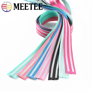 

Meetee 1pc/2pcs 70cm 3# Nylon Reflective Zipper Open-End Waterproof Zippper DIY Sportswear Invisible Decor Zip Sewing Accessory