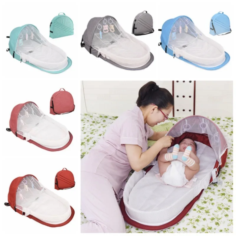 Portable Bassinet For Baby Bed Travel Foldable Sun Protection Mosquito Net Breathable Infant Sleepi