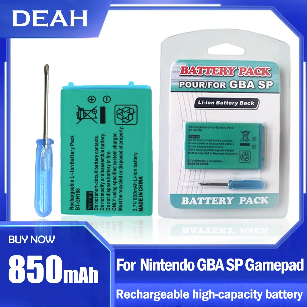 Перезаряжаемая батарея 3 7 в 850 мАч для Nintendo GBA SP Gameboy Advance литиевая с инструментом |