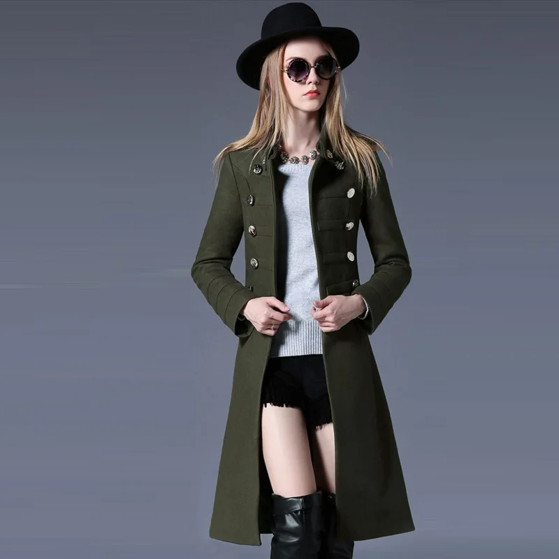 

Winter Woman Coats 2019 Autumn and Winter New Red Stand Collar Large Size Woolen Coat Waist Slimming Woolen Coat Female