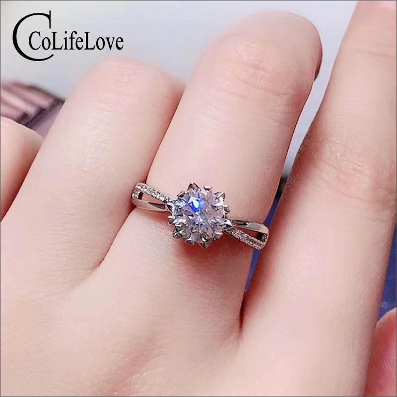 

CoLife Jewelry 1ct D Color Moissanite Wedding Ring 925 Silver Moissanite Silver Ring Fashion Gemstone Ring