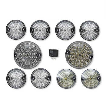 

10PCs/Kit Front Rear Reverse Fog Side Lights Smoke Lens Complete Led Lamp Upgrade Kit for Land Rover Defender 1990-2016 Clear Le