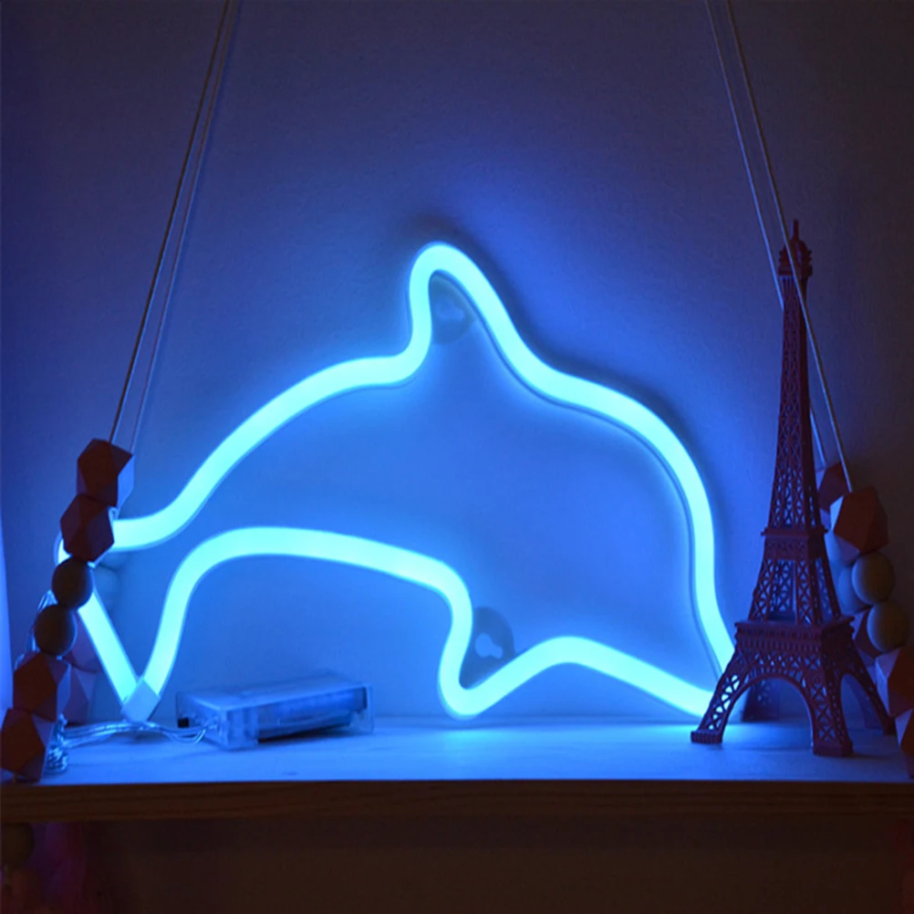 Creative Dolphin Neon Light Led Signs Wall Decor Battery Or USB Powered Lamp For Home Bar Party Christmas Wedding | Лампы и освещение