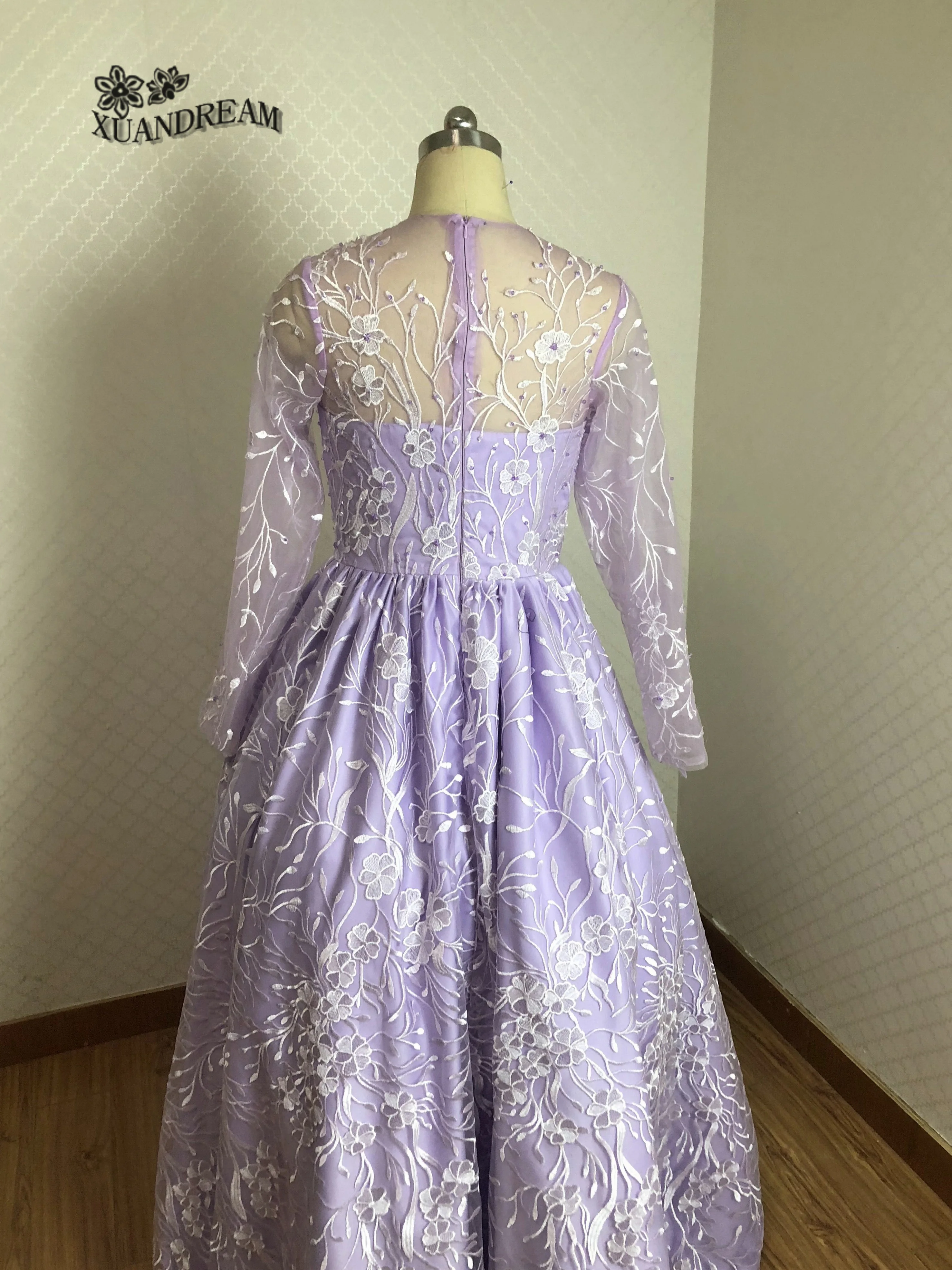 Новое поступление Vestidos formatura longo элегантная женская Пышная юбка с длинными рукавами фиолетовые Выпускные платья Сделано в Китае XD-136