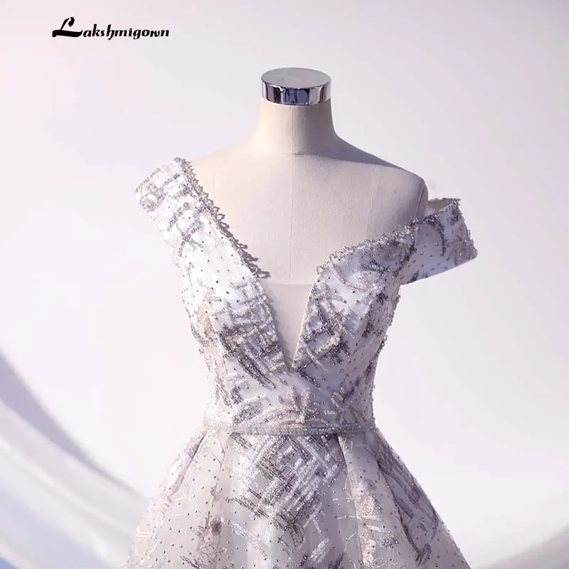 Lakshmigown белое длинное вечернее платье с открытыми плечами, роскошное вечернее платье с бисером для женщин, вечерние платья в пол, vestido