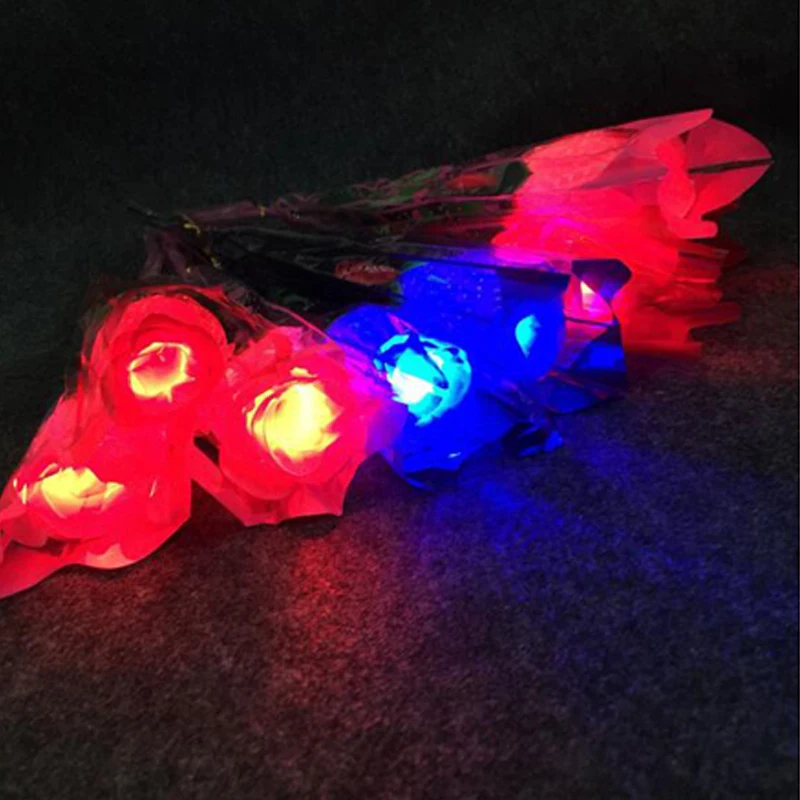 

Led Glow Party Glow In The Dark Valentine's Day Simulation Cloth Roses Glowing Night Lights Christmas Gift Bar Wedding Supplies