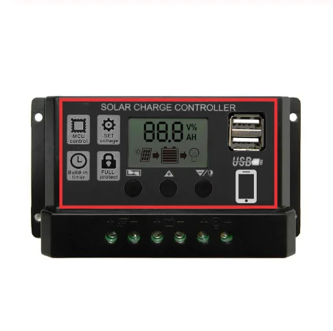 Black 30A 20A 10A 12 В 24 В солнечная панель зарядное устройство контроллер ШИМ солнечные регуляторы PV с ЖК-дисплеем и 5 в USB - Цвет: Black