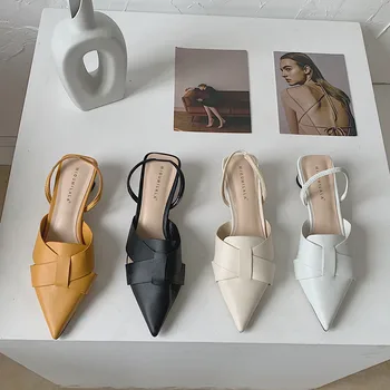 

Summer Women Gladiator Sandals Pointed Toe Designers Sexy Yellow Pumps High Heels Sandal 2020 Office Dress Casual Shoes Woman