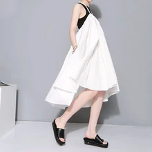 lanmrem New Spring Summer High Elastic Waist White Split Joint Big Size Cross Bandage Half-body Skirt Women Fashion WD813