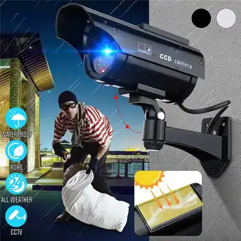 

Fake Camera Solar Power Outdoor Simulation Dummy Camera Waterproof Security CCTV Surveillance Bullet With LED Flashing Light
