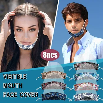 

8Pcs Transparent Visual PVC Masks Mini Shield Washable Reusable Comfortable Mask Mascarillas Dustproof Breathable Fabric Mask