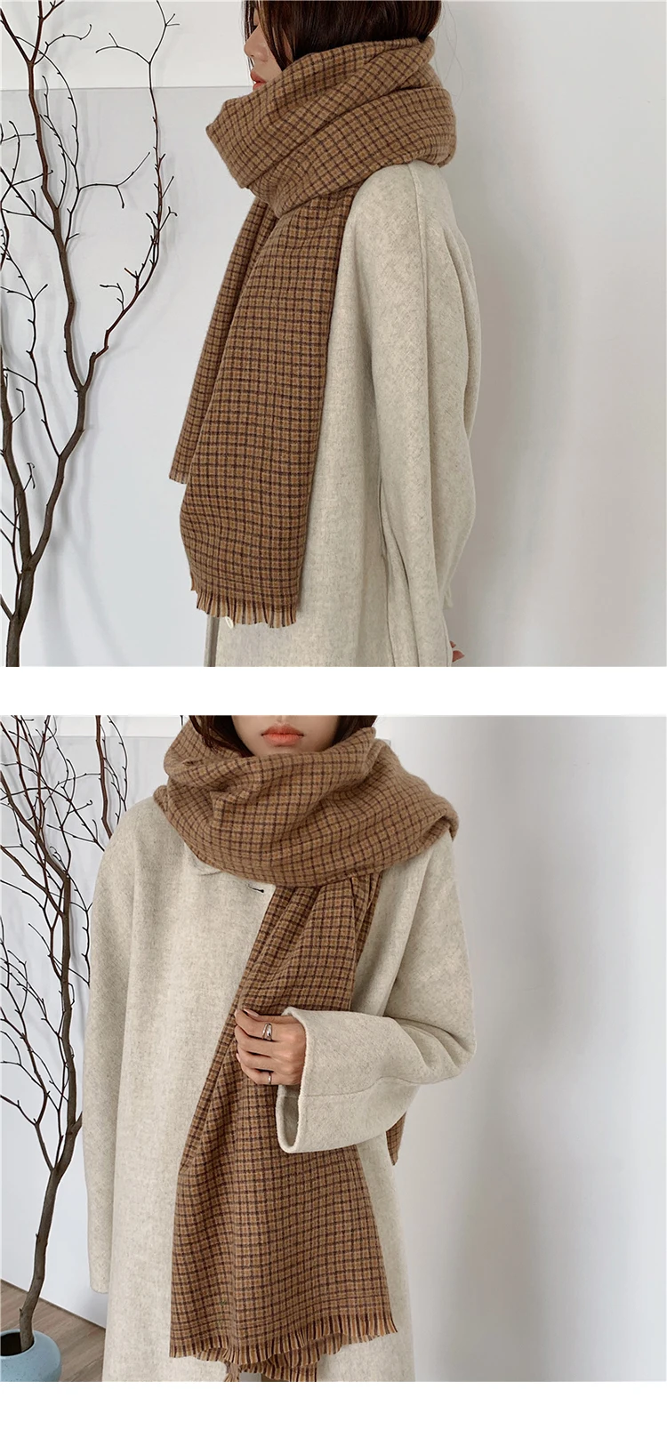 Hd240e4b9ac1343a4a7d401ef63f0e88cL Winter Preppy Vintage Scarf Women Men Imitation Cashmere Plaid Scarves Warm Hijab Mujer Bufandas Stoles Wrap Shawl Mallzona
