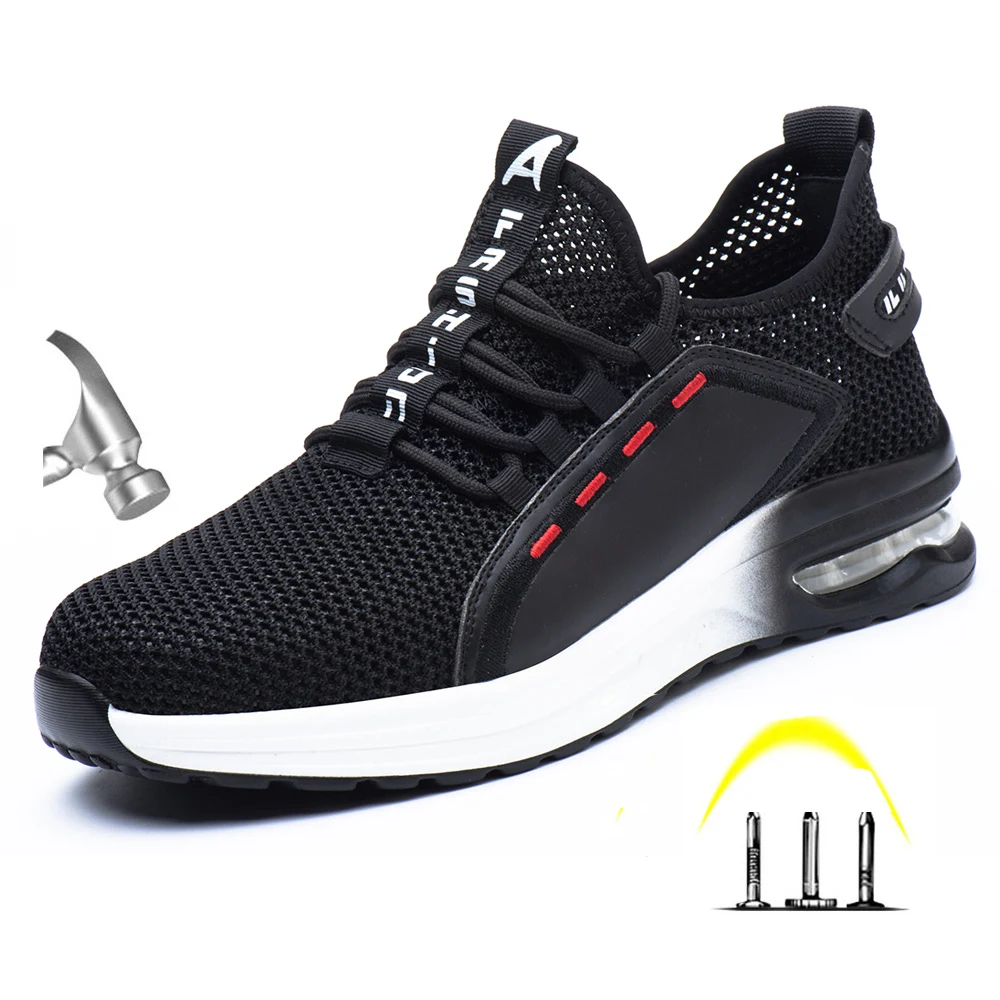 Zapatos de trabajo con punta de acero transpirables para hombre, botas de seguridad a prueba de perforaciones, zapatillas indestructibles para caminar