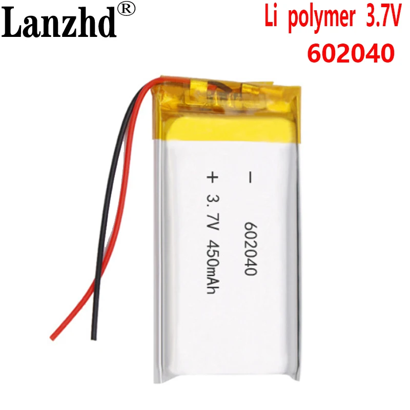 

602040 3.7V 450mah Li-ion lithium polymer Rechargeable battery For MP3 MP4 Smart Watch Bluetooth headset Backup Power Li po cell