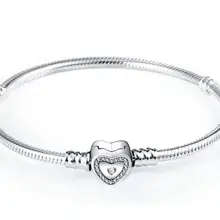 925 пробы серебряный браслет в виде сердца с кристаллами браслет подходит для леди из бисера Очаровательные Подвески модные ювелирные изделия