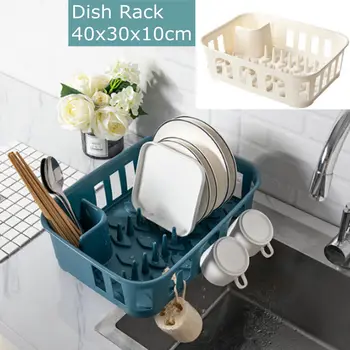 

Kitchen Dish Sink Drainer Wash Holder Basket Plastic Organizer Tray Water Bowls Cups Hollow Dryer Rack Cutlery Storage Box
