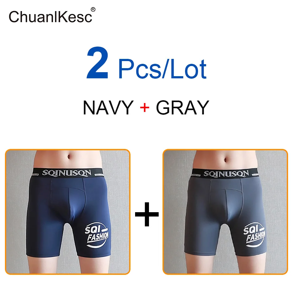 2 Pcs/Lot Viscose Fibre Fabric Long Panties Running Shorts Cold And Refreshing To Prevent Leg Injury Fashionable Underpants