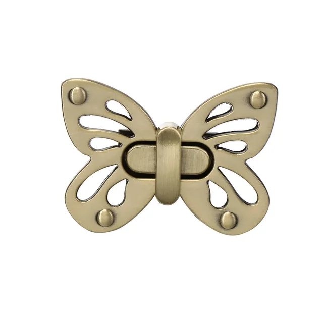 New Fashion Retro Bee Clasp Turn Lock Switch Spring Lock Metal Hardware For Diy Accessories For Handbag Shoulder Bag Purse Bronze-Butterfly