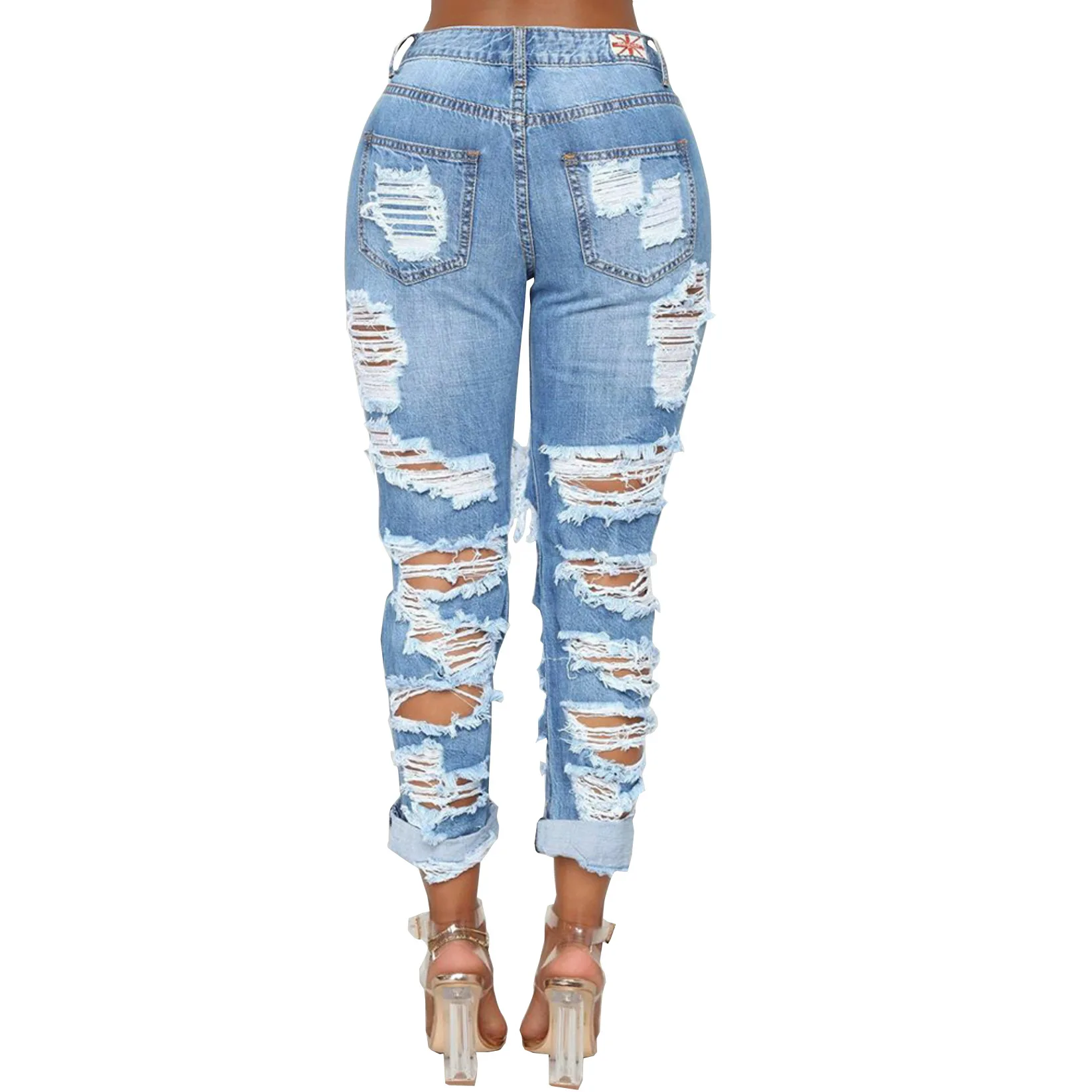 HSF206 jeans da donna moda anteriore e posteriore personalità strappata  versione mendicante jeans non elasticizzati - AliExpress Women's Clothing