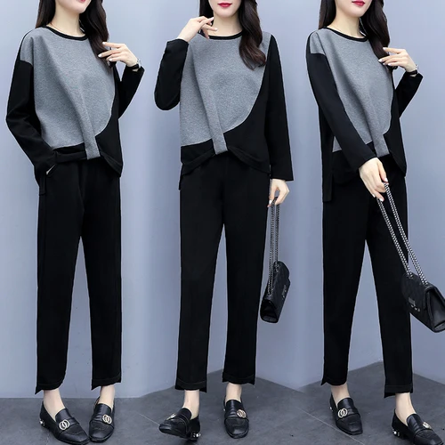 

Plus Size Two Piece Outfits Casual Tracksuit Korean Set 2 Piece Set Women Pant And Top Women Matching Set Outfit Pant Set