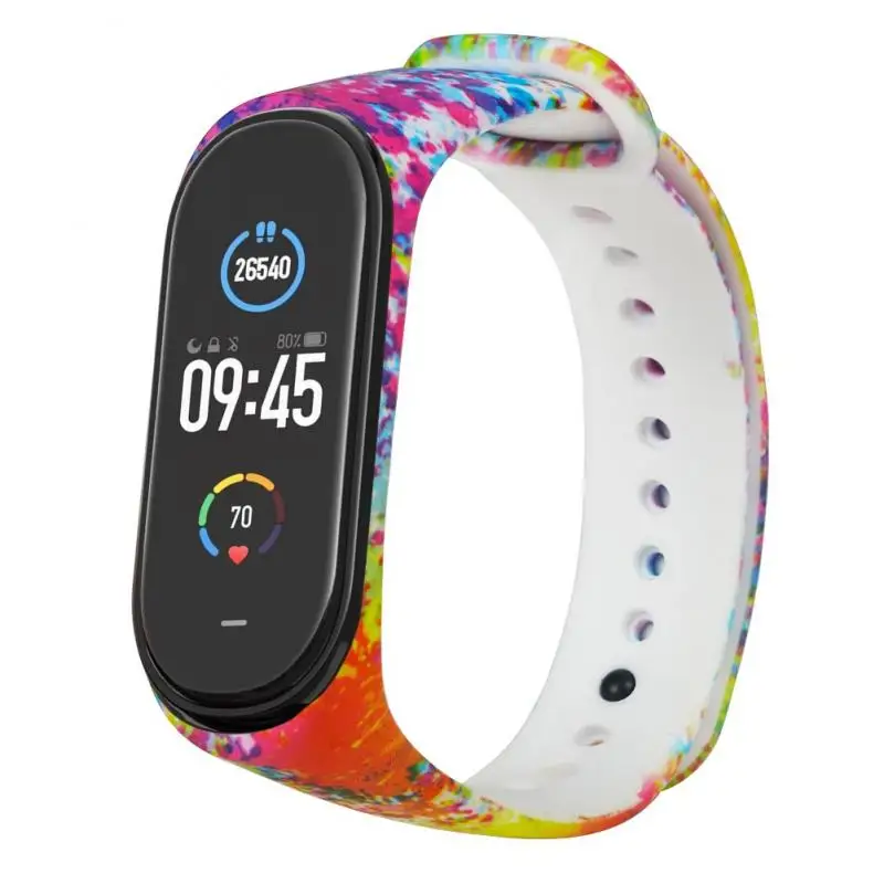 Сменный ремешок для браслета Mi Band 5 силиконовые цветные ремешки с цветами