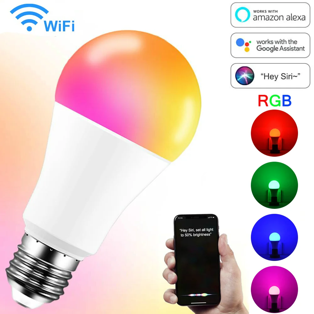 WiFi светильник накаливания с регулируемой яркостью 15 Вт B22 E27 цветная (RGB)