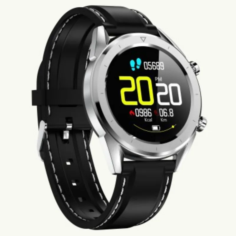 DT28 smartband ECG датчик сердечного ритма монитор здоровья IP68 водонепроницаемый спортивный фитнес Шагомер для мужчин и женщин умный модный браслет - Цвет: Black leather