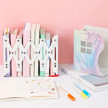 

1 Pc Metal Iron Adjustable Book Holder Ends Stand Bookend Desk Bookshelf Rack Document Magazine Organizer Gift Stationery