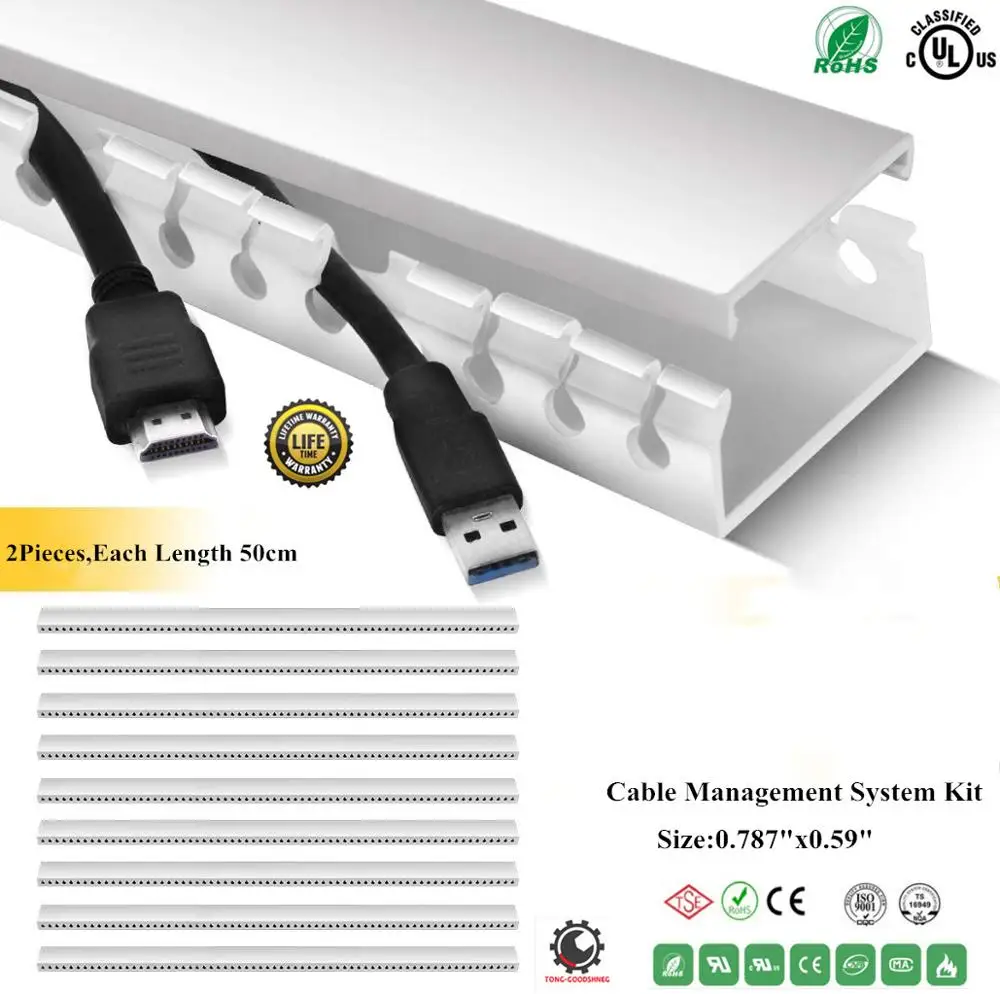 

0.787"x0.59"Cable Raceway Kit,Open Slot Wiring Raceway Duct with Cover,On-Wall Cable Concealer Cord Organizer to Hide Wires Cord