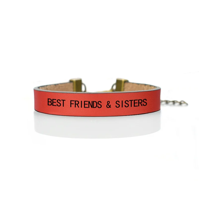 Best Friends & Sisters Vintage Leather Engraved Bracelets BFF Birthday Gift Idea For her Friendship Gift For Soul Sister