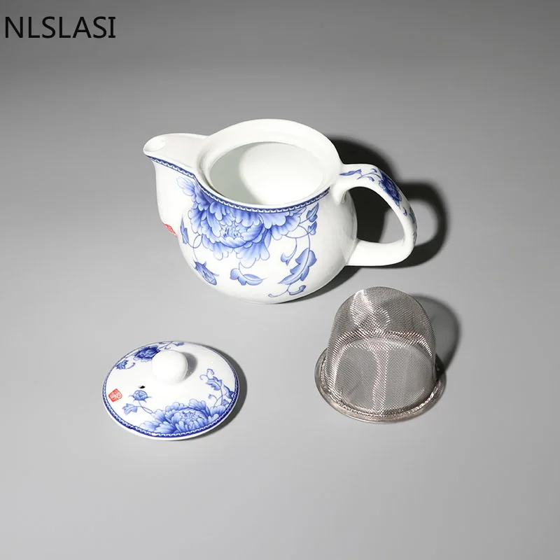 NLSLASI китайский Керамика чайник Цзиндэчжэнь пейзаж Синий и белый костяной фарфор
