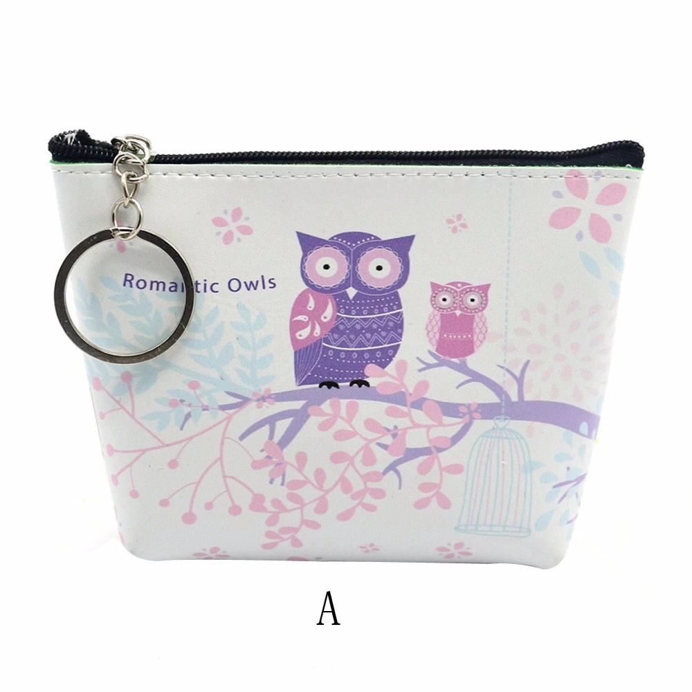 1pcs Cute Simple Retro Owl Printing Short Coin Purse Zipper Zero Wallet Child Girl Boy Women Purse Lady Bag Key Packet 818