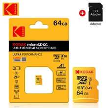 Oryginalna karta Kodak karta Micro SD Class10 64gb 128gb 256gb pamięć flash microSD 32gb cartao de memoria na telefon + Adapter tanie tanio Wysoka prędkość odczytu i zapisu Telefon komórkowy TABLET NOTES Tachografu Camera Monitorowania Głośniki Digital Devices