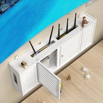 

Large Wifi Router Shelf Storage Boxes Cable Power Plus Wire Bracket Storage Box Wall Shelf Hanging Plug Bracket Box New PVC
