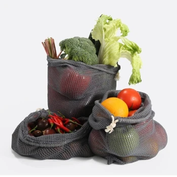 

6pcs Reusable Sturdy Produce Bag Casual Heavy-Duty Recycled Mesh Bags Shopping Pack with drawstring for Fruits Veggies Food