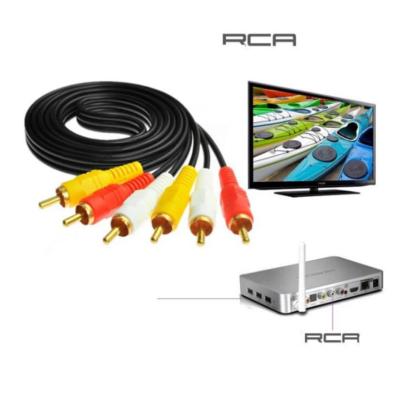3 RCA to Composite Audio Video AV Cable Cord Male Plug Connect TV DVD Cameras 1.5M/3M/5M/10M/20M For Laptop | Электроника