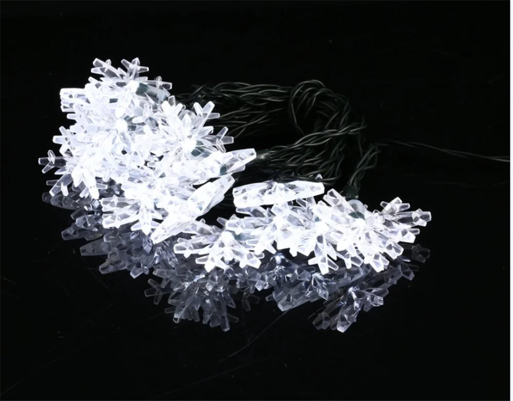 Солнечная 20/30/40/50/60LED Рождественская гирлянда, снежные хлопья, гирлянды, для улицы, водонепроницаемые, для вечерние, для дома, на елке, для свадьбы, сада