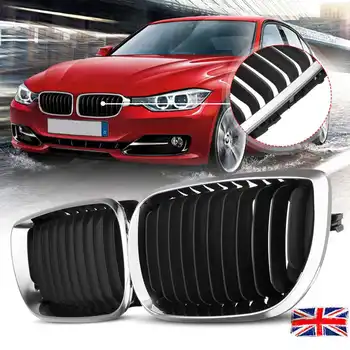 

A Pair Front Hood Grille Grill Chrome Black 4DR For BMW E46 3-Series 2002 2003 2004 2005 Car Styling Racing Grills