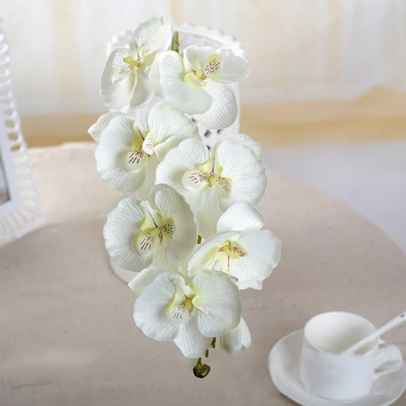 Phalaenopsis Орхидея шелк настоящий сенсорный цветок белый искусственный цветок для свадьбы цветок Орхидея Цветочный Рождественская вечеринка Z