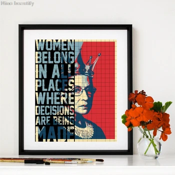 

Ruth Bader Ginsburg Posters Prints Women Belong All Places Decisions Made Quotes Wall Art Canvas Painting Picture Home Decor