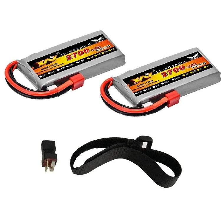 YUKALA 2s Wltoys 12428 12423 RC автомобиль 03 Q39 обновленная батарея 7,4 V 2700mAh RC Lipo батарея(до 5400 mah) 40C Max 60C - Цвет: Светло-серый