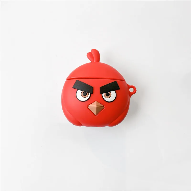 3D Забавный Красный сердитый милый Птицы мультфильм для Apple Airpods2 защитный чехол Bluetooth наушники чехол Мягкая силиконовая сумка для наушников