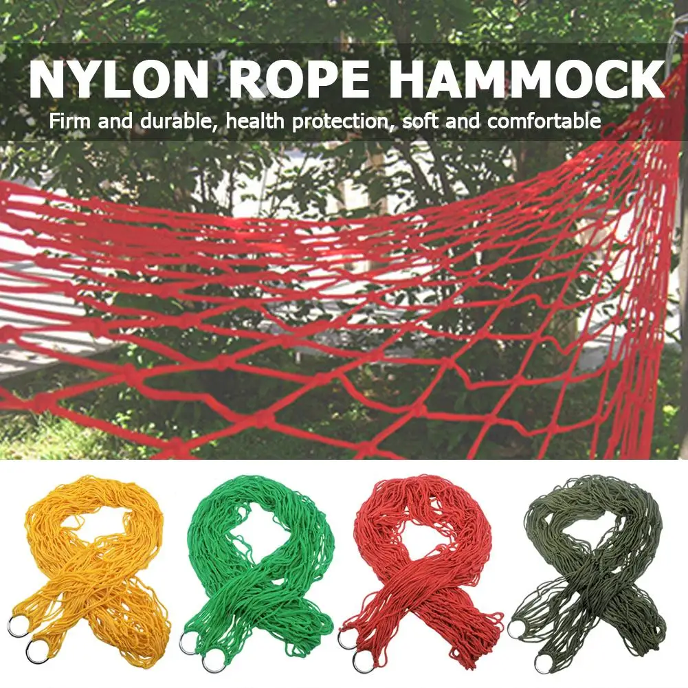 Camping Hammock Portable Garden Hammock Nylon Hanging Bed Mesh Net Swing Sleeping Bed Outdoor Travel Camping Hammocks