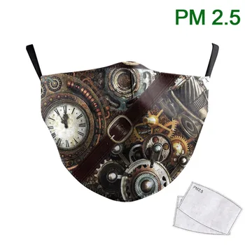 

Classic Steampunk Print Face Masks Vintage Gear Adult Fabric Mask Washable Reusable PM2.5 Protective Dust Masks Mouth-Muffle