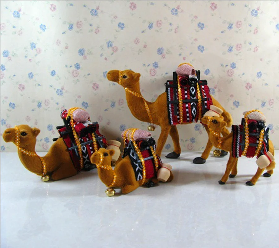 

a set camel family model cute Handicrafts Animals Creative Customize Dolls Decorations for Home Cute Toy Birthday Party Gift