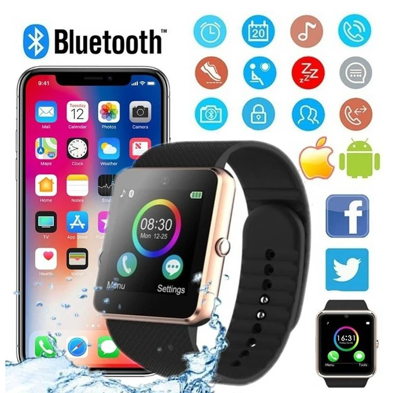 Смарт часы GT08 Plus с поддержкой TF карты и SIM смарт защитой от потери спортивные