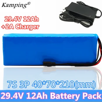 

24V Battery 7S3P 29.4V 12Ah Li-ion Battery Pack with 20A Balanced BMS for Electric Bicycle Scooter Power Wheelchair + 2A Charger