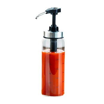 

BESTSauce Pump Dispenser with Glass Bottle Leakproof Kitchen Condiment Dispenser for Honey Ketchup Mustard Mayo