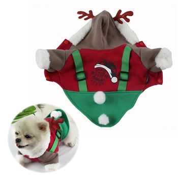 

Warm Pet Puppy Clothes Christmas Halloween Cosplay Funny Dog Party Costume Cute Antlers Hoodies