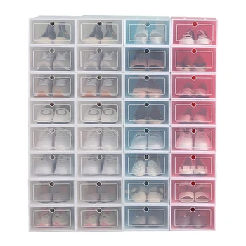 

12pcs Shoe Box Set Multicolor Foldable Storage Plastic Clear Home Organizer Shoe Rack Stack Display Storage Organizer Single Box